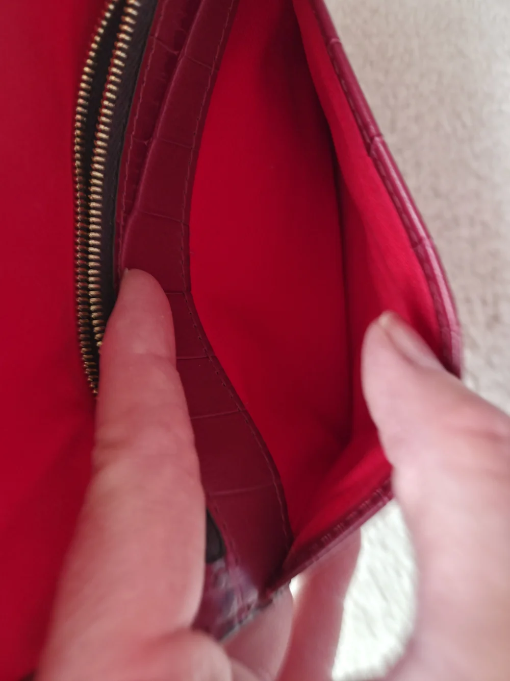 Dooney & Bourke Wine Croc-Embossed Leather Wristlet